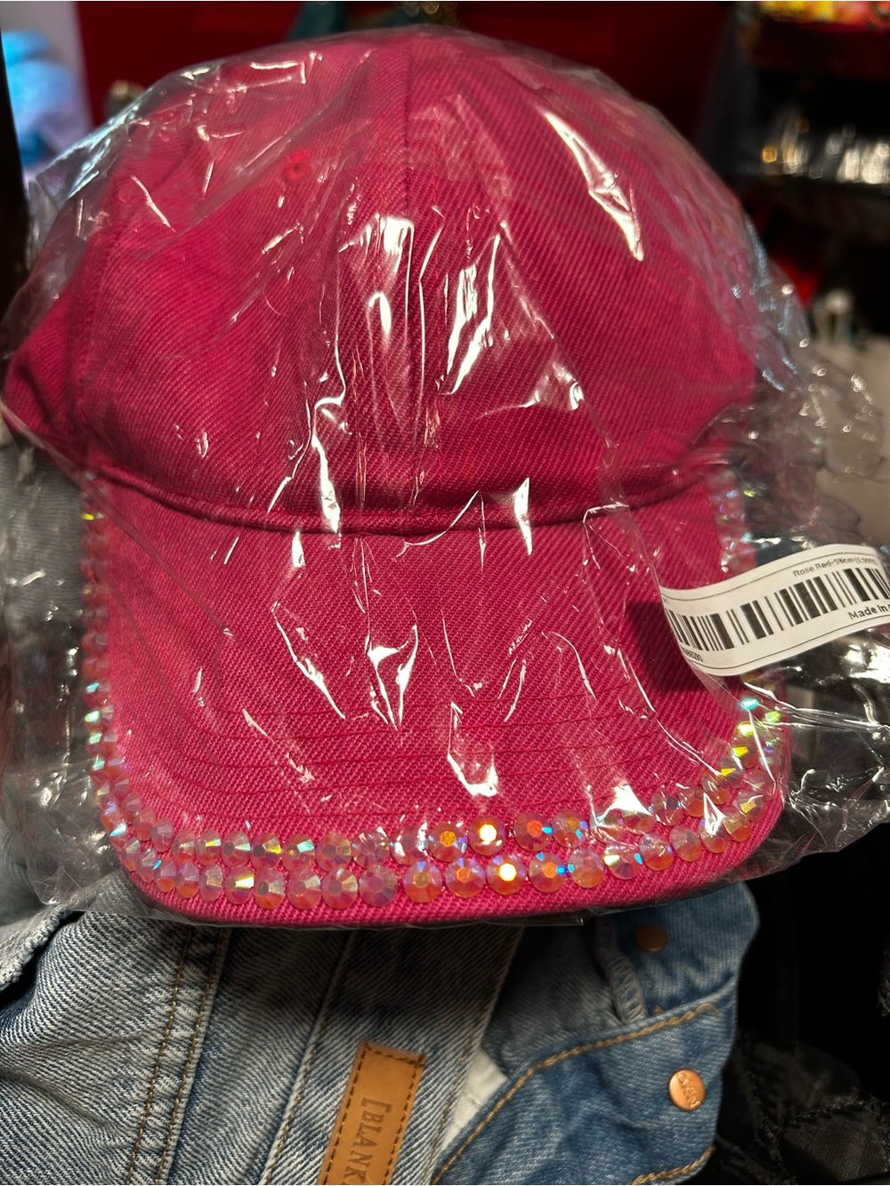 Pink Rhinestone Baseball Cap - Brand Unknown